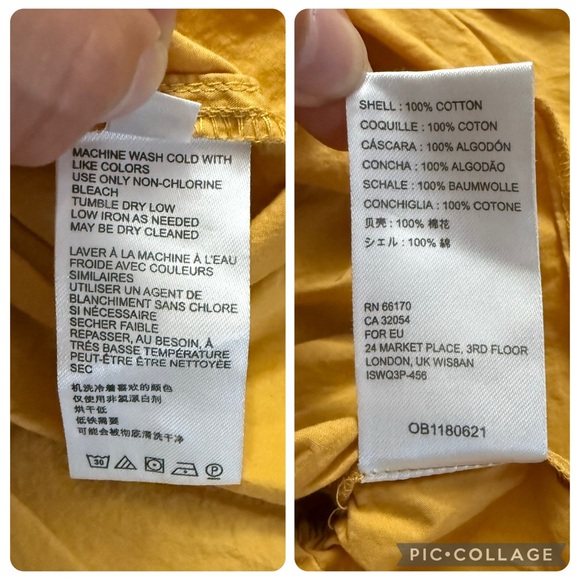 Free People Whoa Yellow Smocked Poplin Off The Shoulder Top size M - Picture 12 of 13